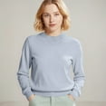 thumbnail image 2 of dGslk Women's Classic Crewneck Long Sleeve Pullover Sweater Soft Lightweight Knit Top for Everyday Comfort and Versatile Styling Light Gray L, 2 of 5