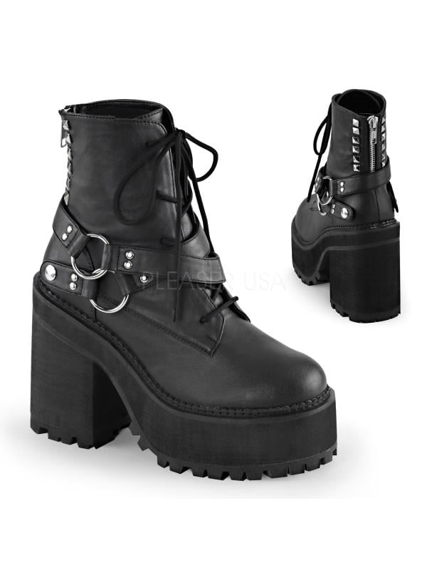 ASST101/BVL Blk Vegan Leather Demonia Vegan Boots Womens Size: 6 ASST101/BVL Blk Vegan Leather Demonia Vegan Boots Womens Size: 6