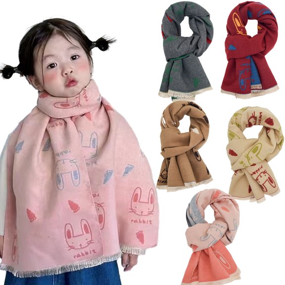 Esaierr Toddler Girls Boys Thick Scarf Kids Warm Winter Scarf Soft Neck Warmer Printed Scarf