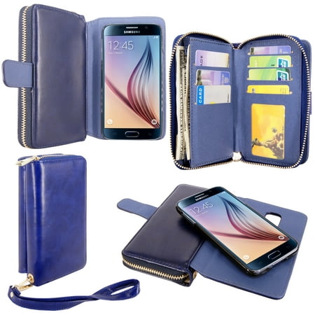 S6 Case, Galaxy S6 Case, Cellularvilla Galaxy S6 [wallet bag] Case, PU Leather Flip [7 Card Slots] [Purse] Case, [Zipper Wallet] [Magnetic Detachable] Back Cover For Samsung Galaxy