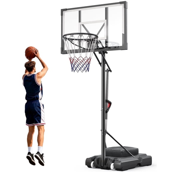 Bexfil Portable Adjustable Basketball Hoop 5.25-10ft with 44" Backboard for Kids, Teens, Adults, New