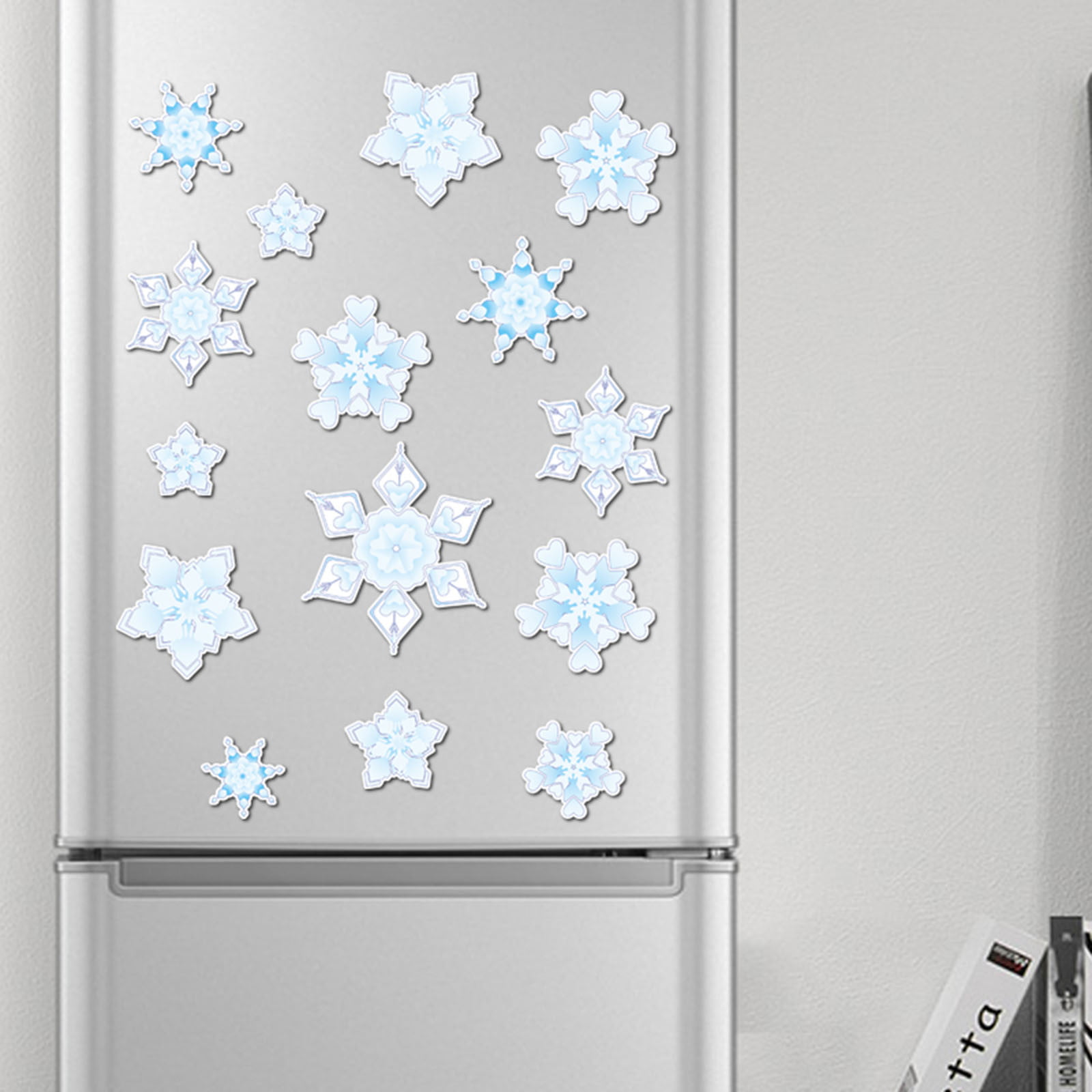 Set of Mini Snowflake Magnets. Painted Wood Snow Flakes. Cute Pastel  Christmas Decor Snowflakes, Shimmery Sparkly Winter Fridge Magnets. 