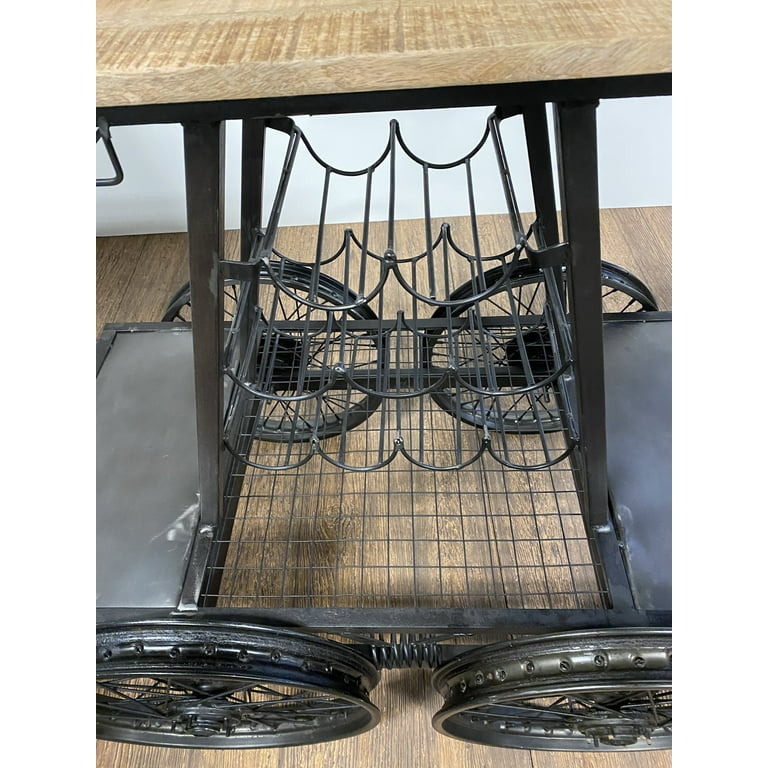 Rustic Black Rail Car Bar Cart Rustic Black Rail Car Bar Cart