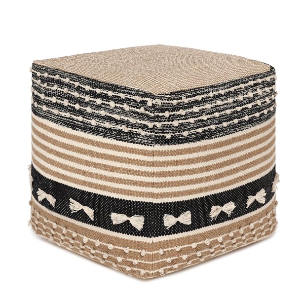 UNSTUFFED Pouf Ottoman CoverREDEARTH Textured Boho Storage Cube Poof