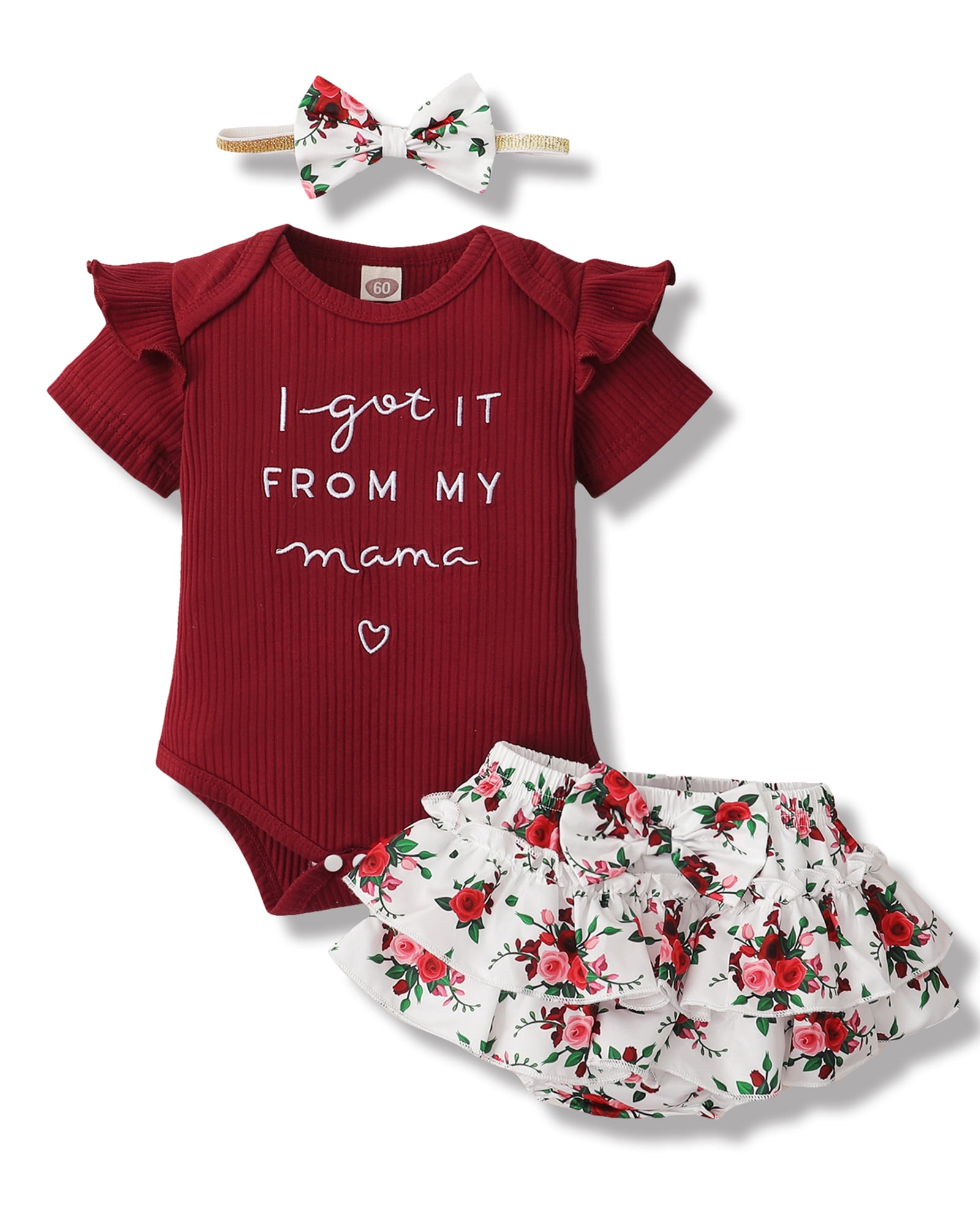 Newborn Baby Girl Clothes Romper Pants Ruffle Infant Girl Clothes