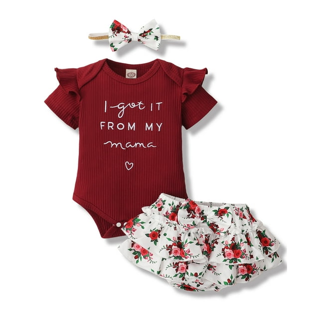 Newborn Baby Girl Clothes Romper Pants Ruffle Infant Girl Clothes ...