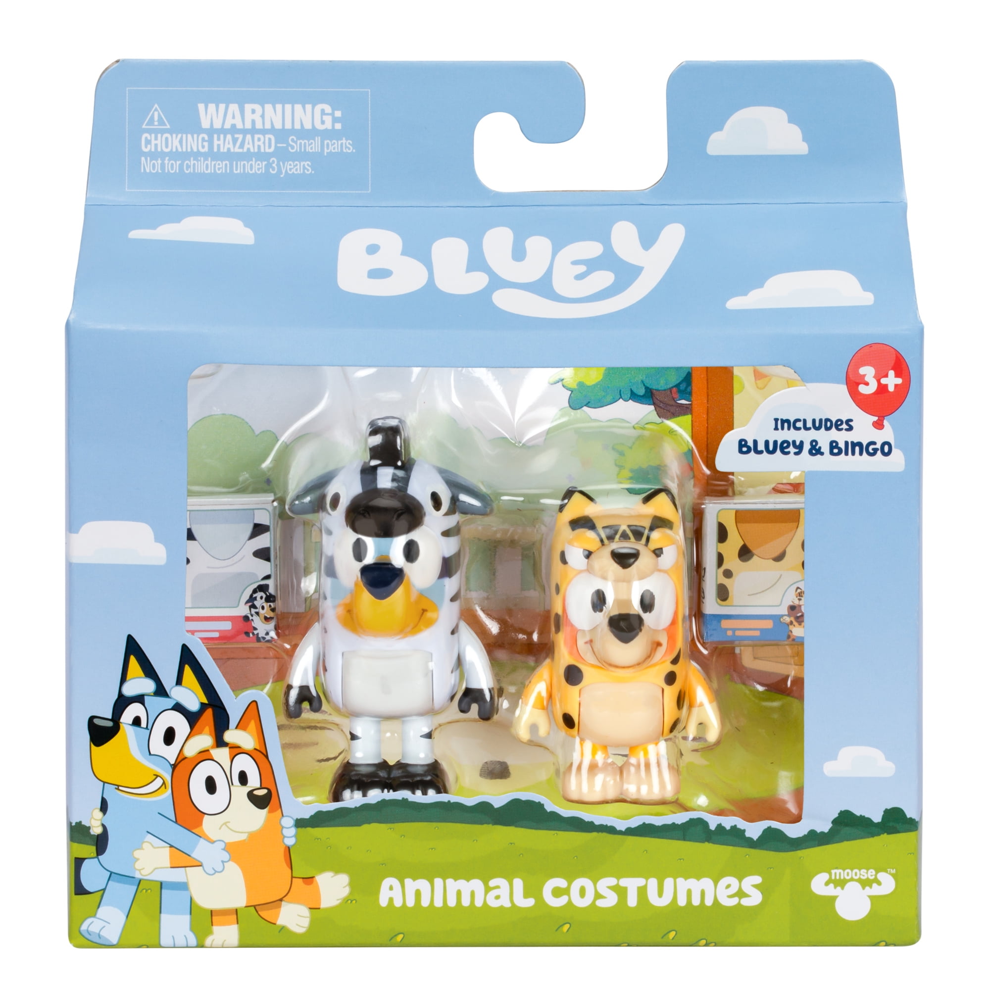 Bluey Figure Animal Costumes 2-Pack, 2.5 inch Bluey and Bingo Figures, Toys for Kids 3-6 Years