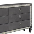thumbnail image 2 of Laine Wide Dresser, 6 Drawers, Crystal Like Acrylic Trim, Gray Solid Wood, 2 of 5