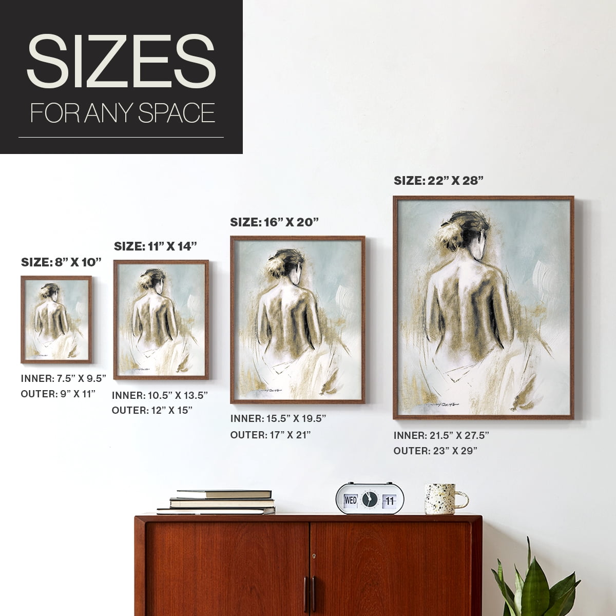 Figure in Golden Light I in Paper Solid Wood 11 x 14 Framed Print