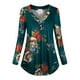 thumbnail image 5 of Camisa de manga larga con cuello en V superior para mujer Blusa informal con estampado floral, L, Verde oscuro Speravity AP000933-14, 5 of 7