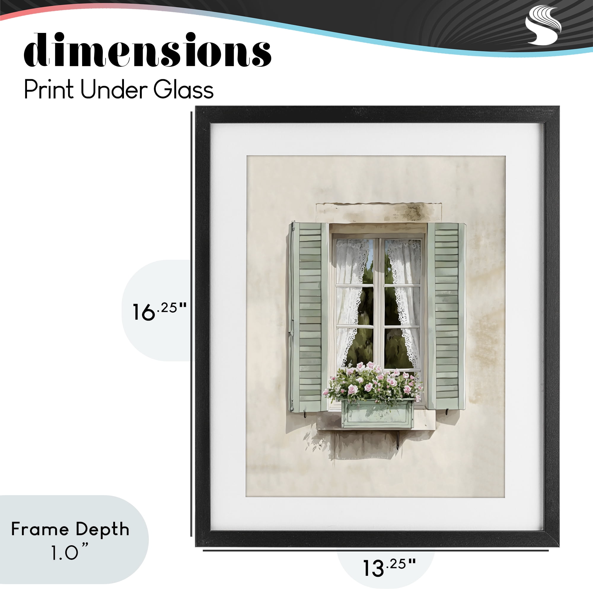 Stupell Industries French Cafe Window Curtains Black Framed Print Under Glass, design by LSR Design Studio