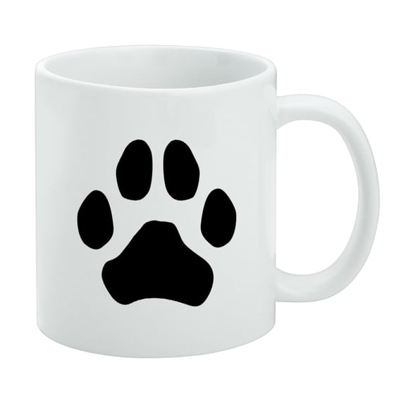 Paw Print Dog Cat White on Black White Mug