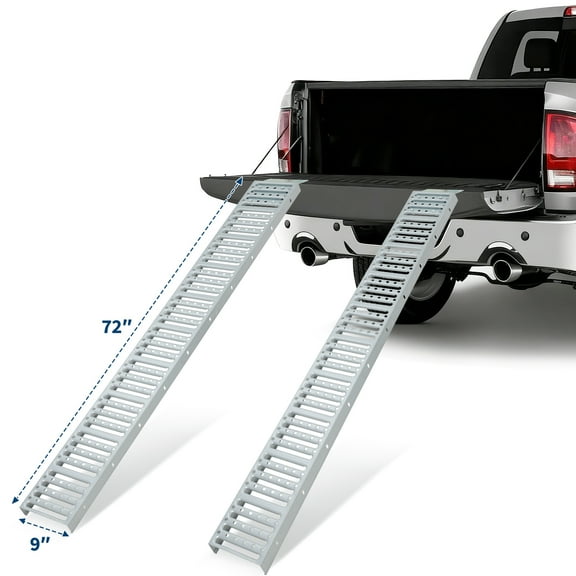 72" x 9" Steel Truck Ramps, 1000 LBS Capacity, Portable Trailer Ramps for Motorcycles, Ebikes, Dirtbikes and ATVs, Heavy Duty Loading Ramps Ideal for Trailer Pickup Truck, 2 Pcs