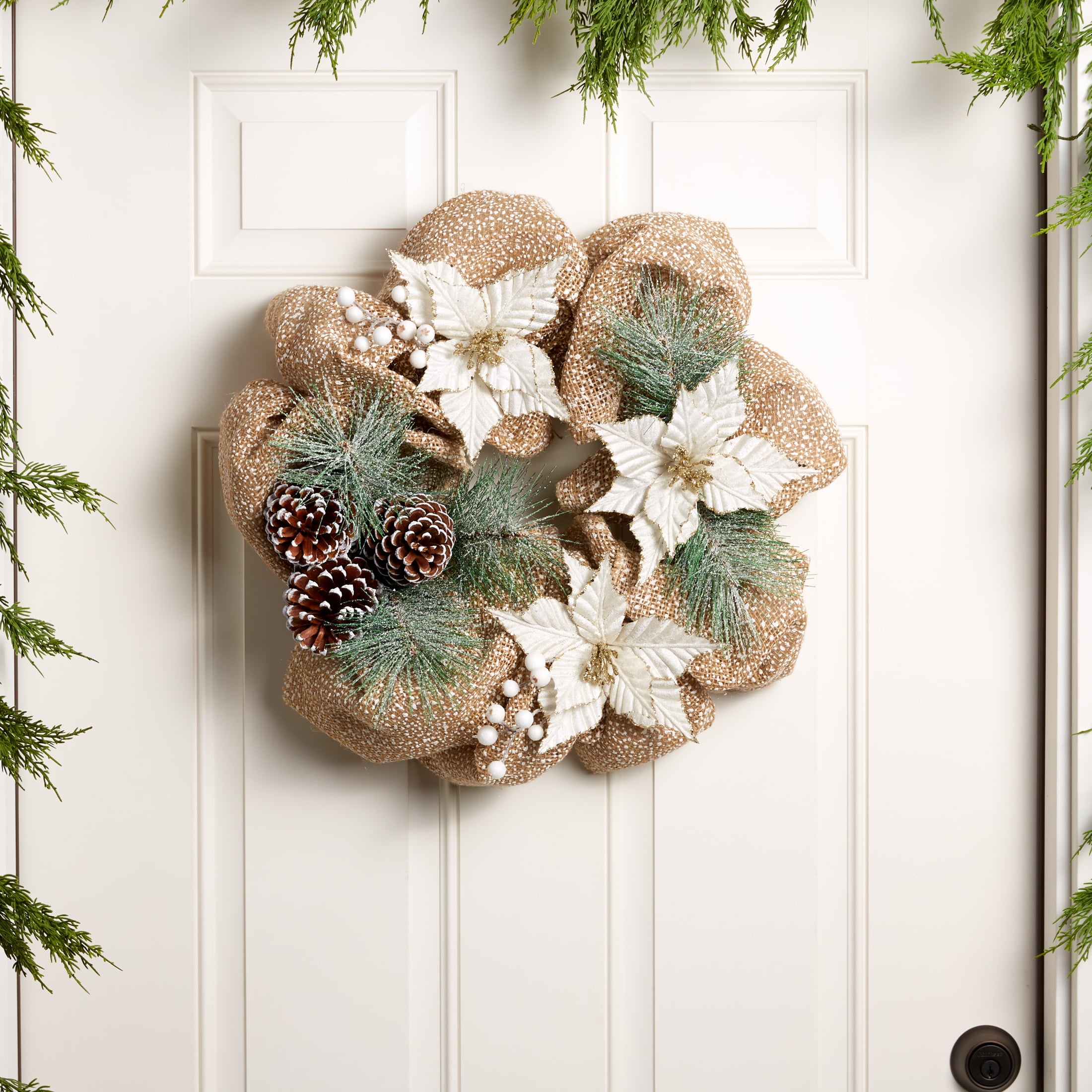 Holiday Time 20 Inch Burlap Dot Mesh Christmas Wreath - Walmart.com