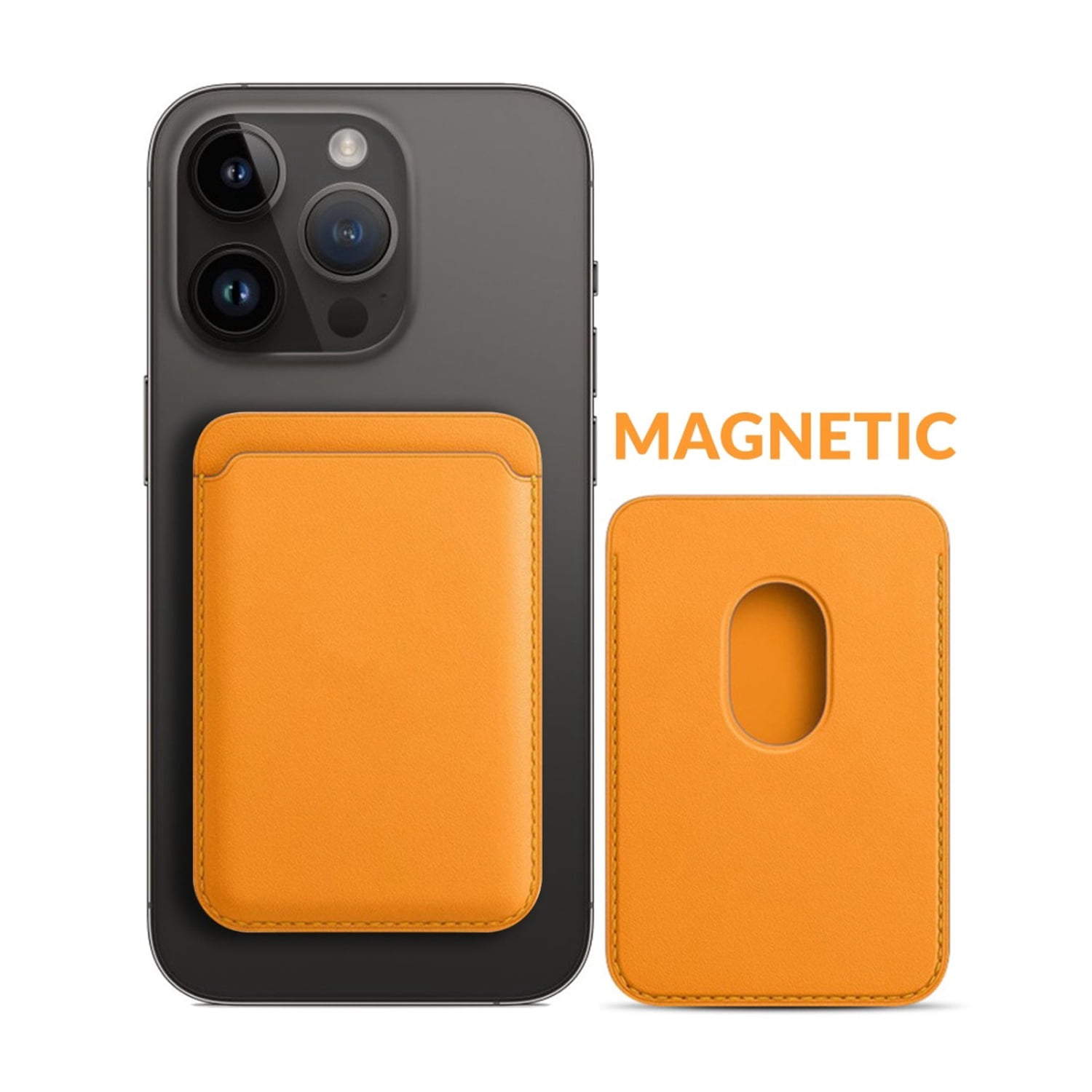 Leather MagSafe Compatible Card Wallet - Orange