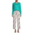 thumbnail image 2 of Muk Luks Women's Henley and Printed Pants, 2-Piece Pajama Set, 2 of 5