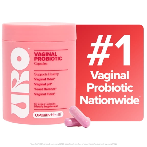 O Positiv URO Vaginal Probiotic Capsules for pH Balance, Vaginal Odor, and Vaginal Health Support, 60 Count