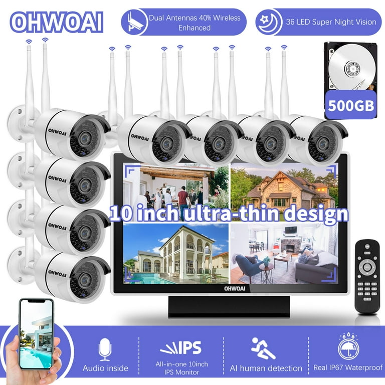 Outdoor surveillance store camera with monitor