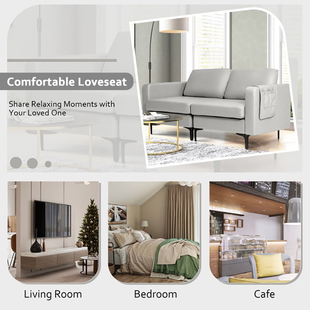 Finihen Loveseat Sofa, Modern Loveseat Sofa Couch with Side Storage Pocket, for Living Room, Bedroom, Light Gray Finihen Loveseat Sofa, Modern Loveseat Sofa Couch with Side Storage Pocket, for Living Room, Bedroom, Light Gray
