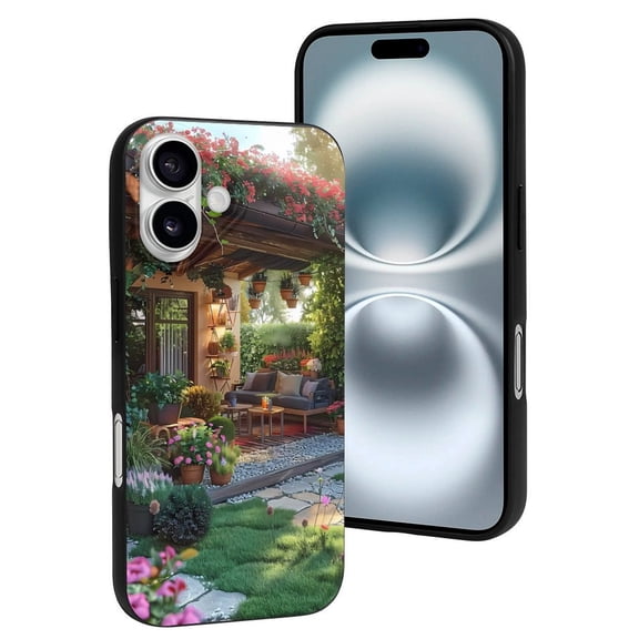 Compatible with Iphone 16 Case - Cute Soft Charming Garden Patio Silicone Case Compatible with Iphone 16 Phone Case for Women Men
