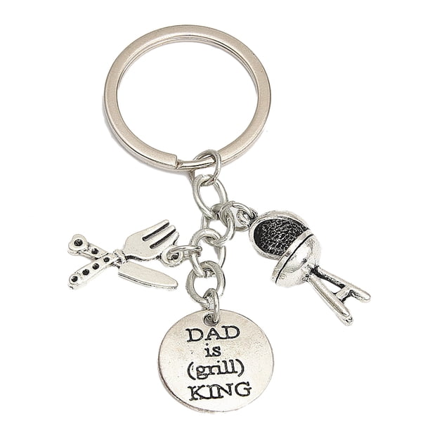 1 llavero con dijes de tenedor y silla, regalo para el Día del Padre (plata)