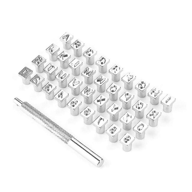 1 caja de 36 juegos de sellos de letras y números, para metal y madera de 6 mm