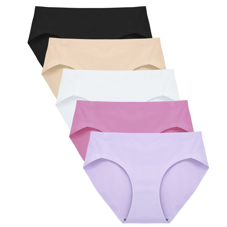 No Show Underwear for Women Seamles High Cut Briefs Mid-Waist Soft No Panty  Line