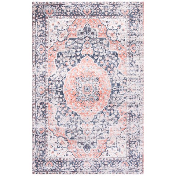 SAFAVIEH Saffron Ethelinda Bordered Area Rug, Navy/Ivory, 5' x 8'