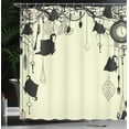 thumbnail image 4 of Ambesonne Vintage Shower Curtain, Diamonds Forks Spoons, 69"Wx84"L, Avocado Green Black, 4 of 5