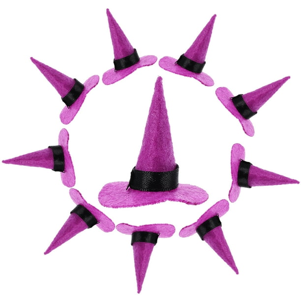 KAKOWELY 10 piezas de sombreros de bruja de fieltro para Halloween, mini sombrero de bruja para fiesta, sombrero de bruja decorativo