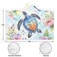 thumbnail image 3 of Beautiful Floral Sea Turtle Wearable Blanket Hoodies for Women Men Adults Sea Turtle Lovers Cozy Warm Funny Blue Butterfly Sea Turtles Hooded Blankets for Sofa Bed Decor Birthday Gifts 60x80 Inch, 3 of 5