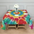 thumbnail image 3 of Colorful Tie Dye Flower Pattern Square Tablecloth,Waterproof Square Table Cover,Wipeable Spillproof Washable Table Cover for Home Kitchen Party Decor 60"x60"(152x152cm), 3 of 6