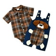 thumbnail image 1 of Newborn Baby Clothing Set Plaid Printed Snap Romper+Overalls  Puppy Pattern Printed 0-18M, 1 of 10