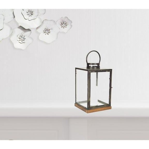 Set Of Three Gray Flameless Floor Lantern Candle Holder