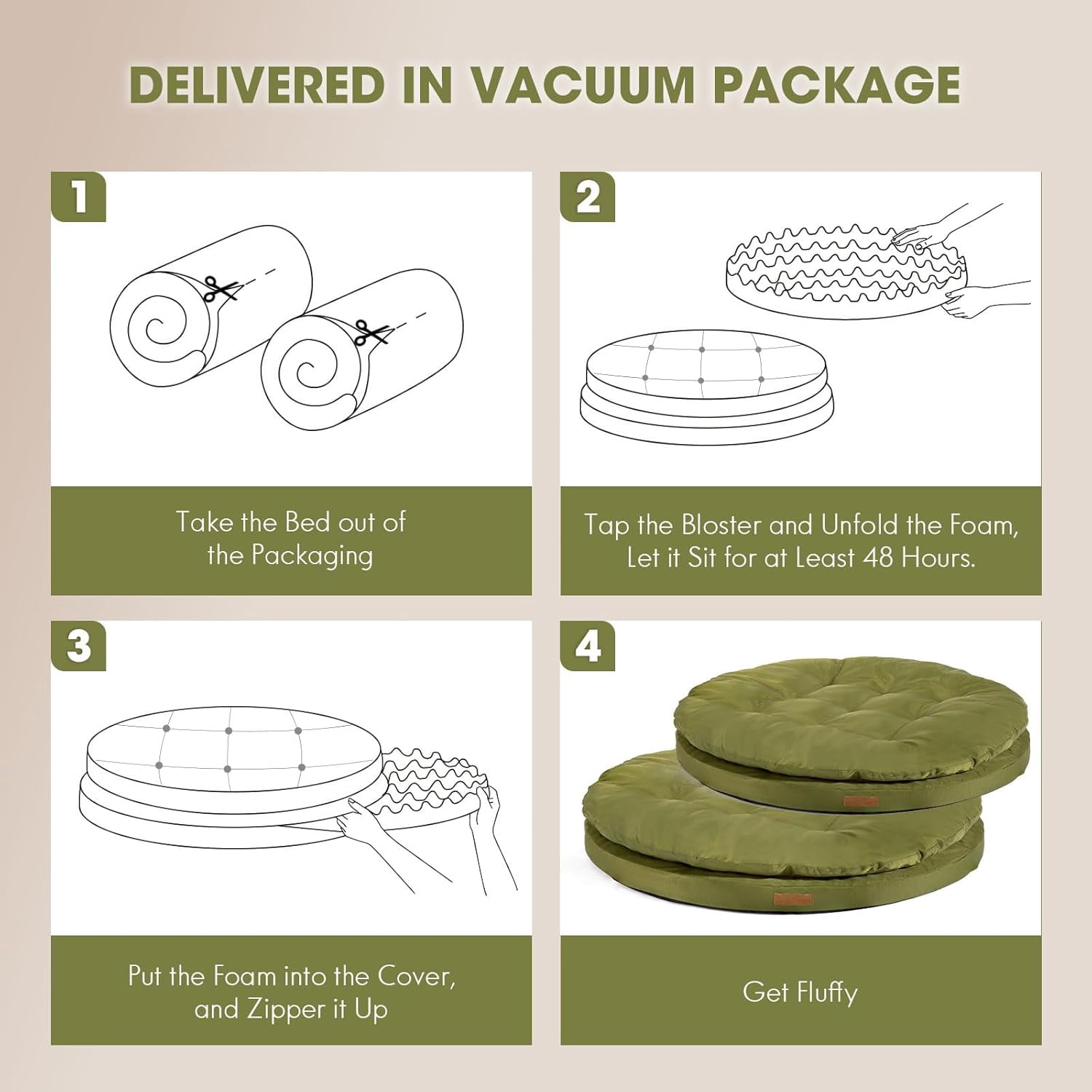 ClevaHome Orthopedic Pet Bed for Large Dogs: This mattress features a waterproof, washable surface, along with a waterproof inner liner and a non-slip bottom. Available in 42"x42"x8", green.