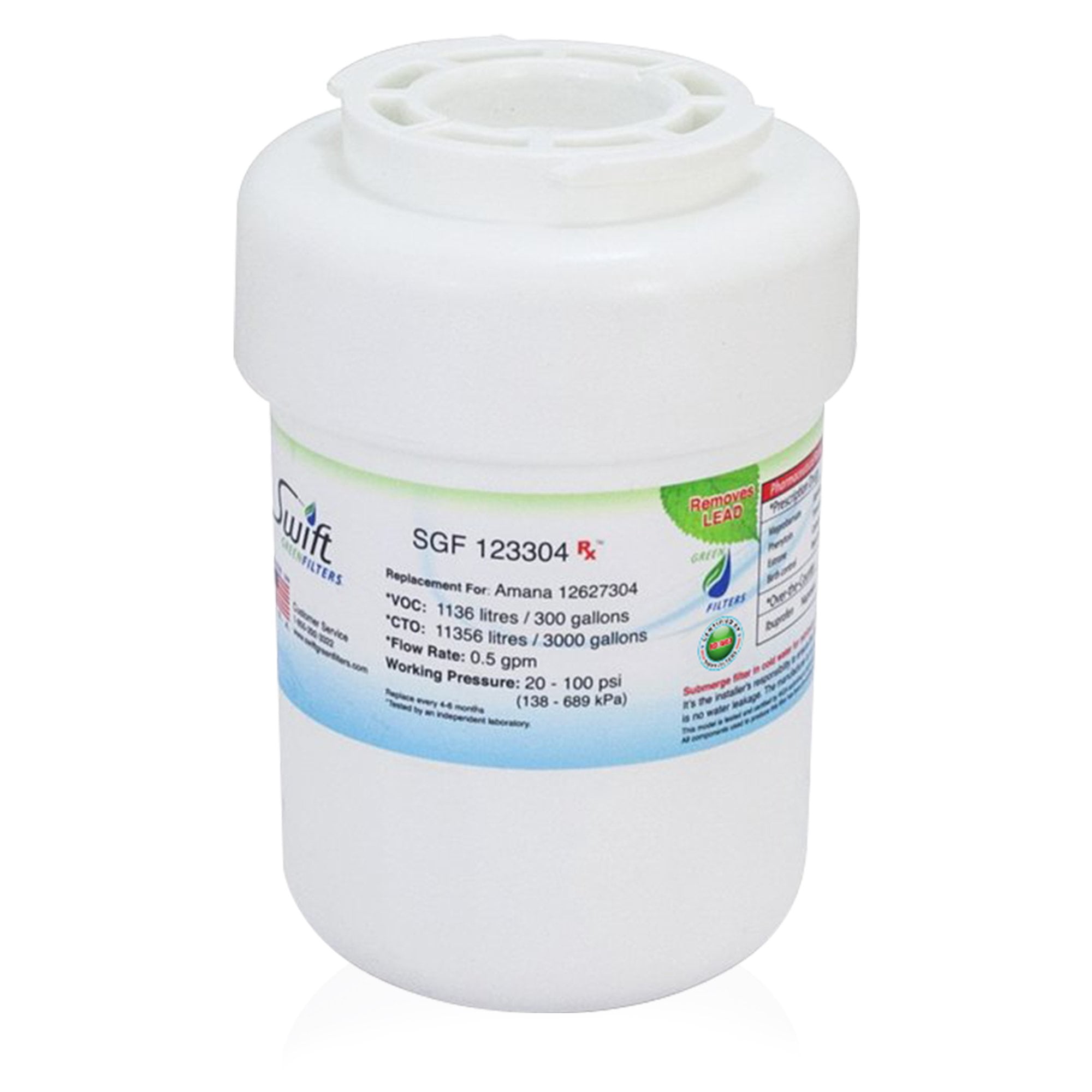 Swift Green Filters SGF -123304 Rx Pharmaceutical Replacement for Amana 1252704 Refrigerators Water Filters(Pack of 2)