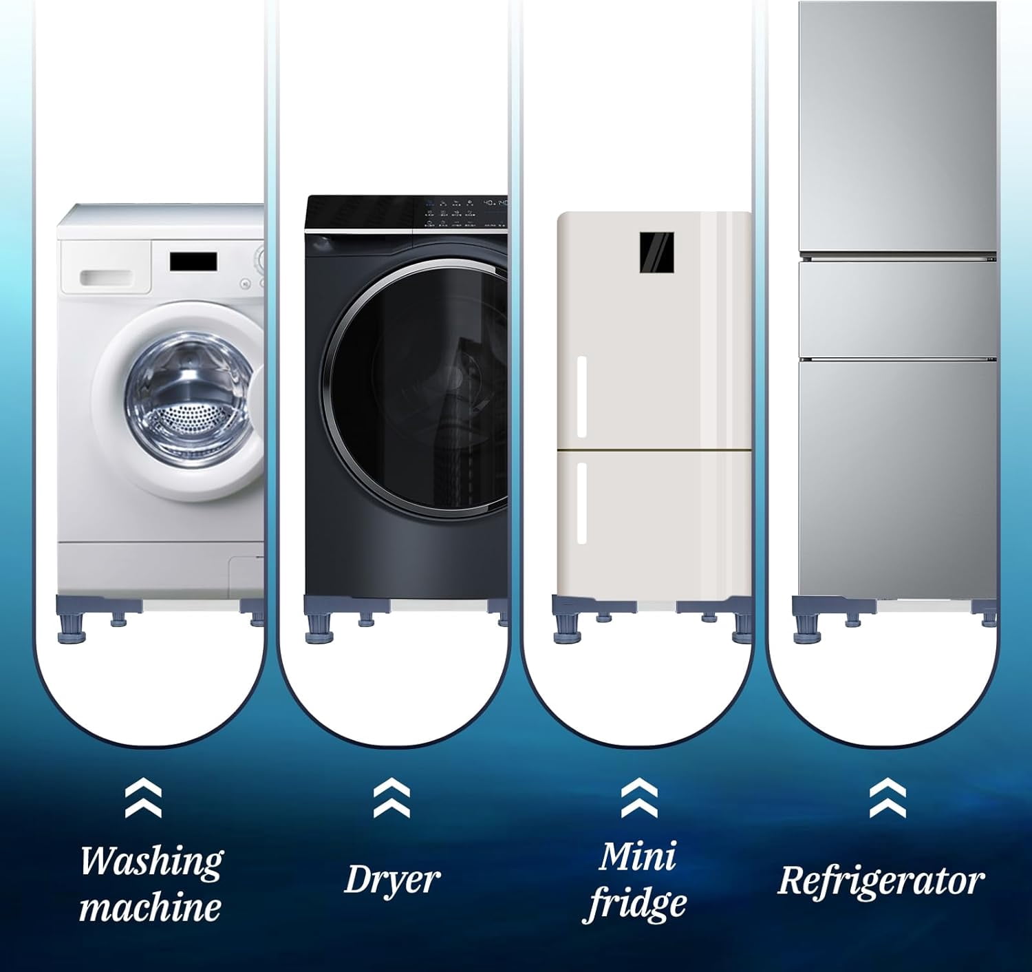Adjustable Mini Fridge Stand, Portable Washer Stand Base with 4 Support Feet, Refrigerator Dryer and Washing Machine Pedestal for Laundry Room