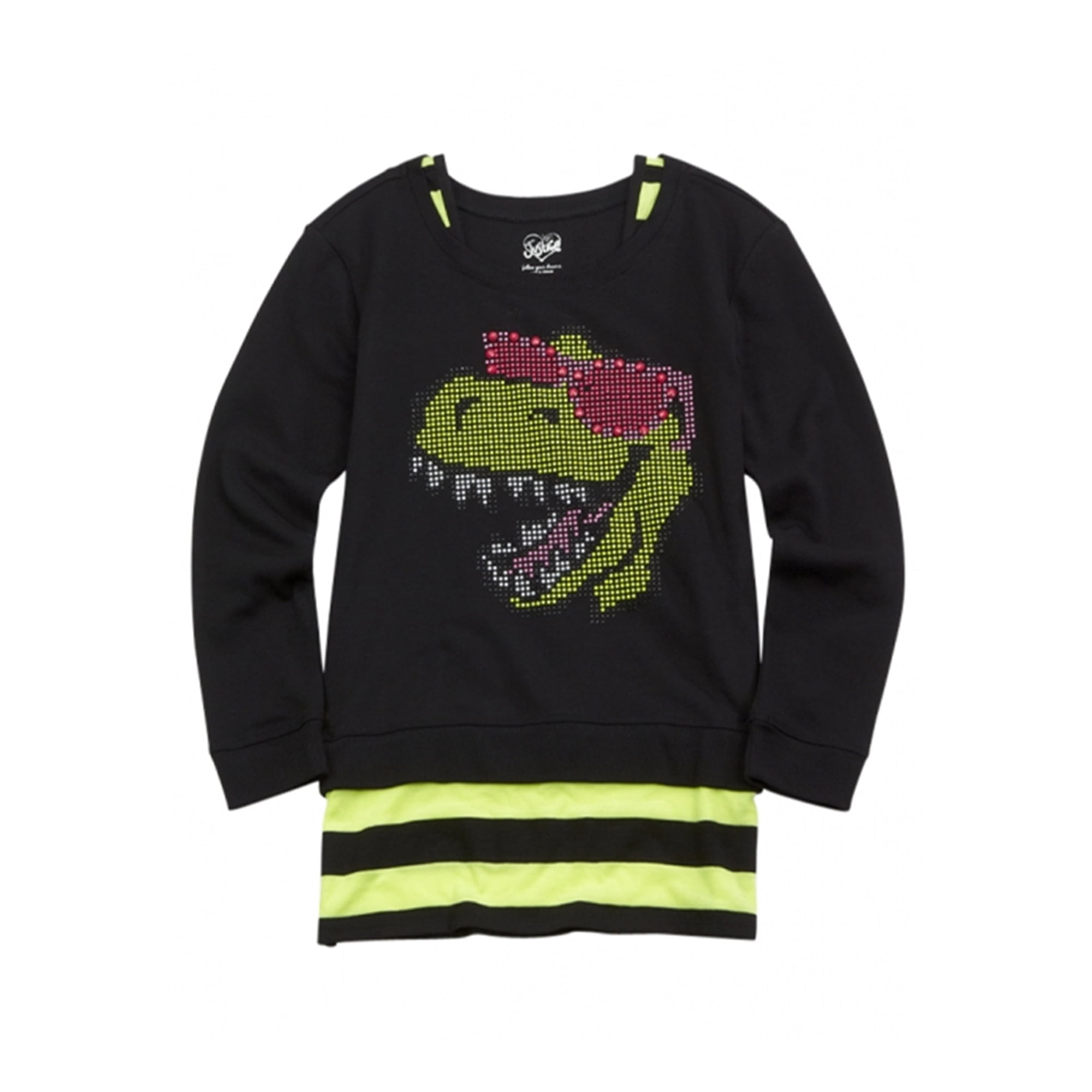 Justice Girls Studded Dino Pullover Sweater