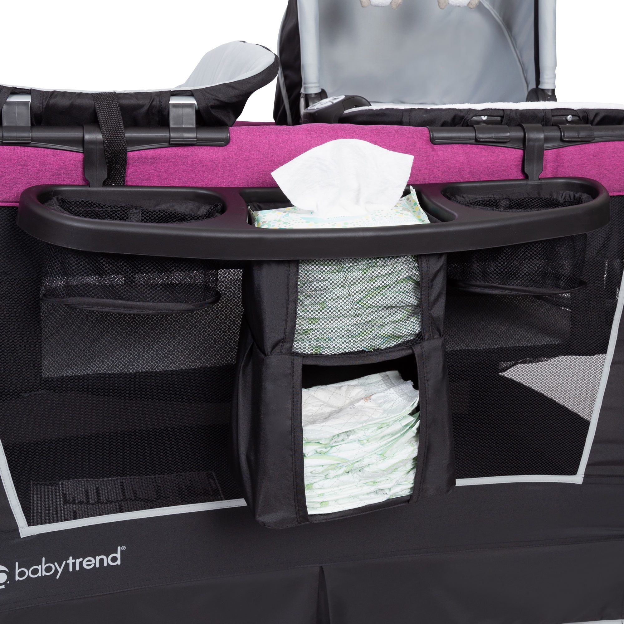 Baby Trend Retreat Portable Nursery Center Playard with Bassinet and Changing Table, Purple