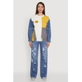 thumbnail image 3 of Womens Daisy Color Blocked Denim Sleeve Sweater, 3 of 5