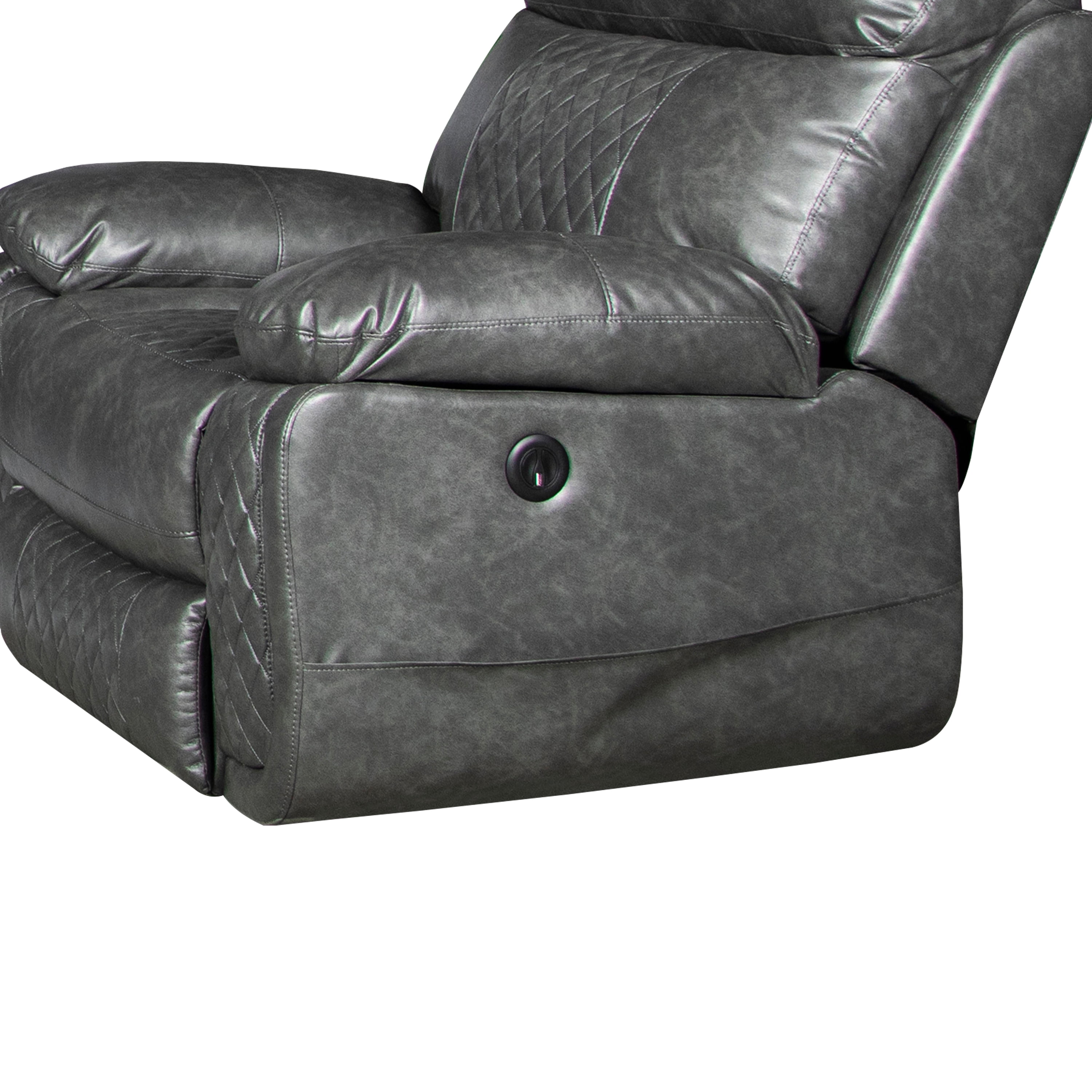 Contemporary Plush Faux Leather Upholstered Living Room Reclining Chair, Grey