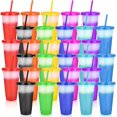thumbnail image 1 of 30 Piezas Reutilizables de Plastico 710ml, Cambia de Color con Agua Fria, Vasos de Plastico con Tapa y Popote, para Fiesta para Picnic y Oficinas, 1 of 7
