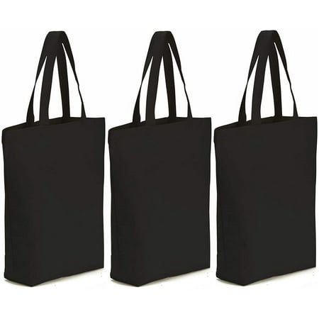 3 Pcs Canvas Tote Bag Bottom Gusset Washable Grocery Tote Bag with ...