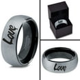 thumbnail image 4 of Tungsten Dripping Love Typography Writing Band Ring 8mm Men Women Comfort Fit Black Dome Brushed Gray Polished, 4 of 4
