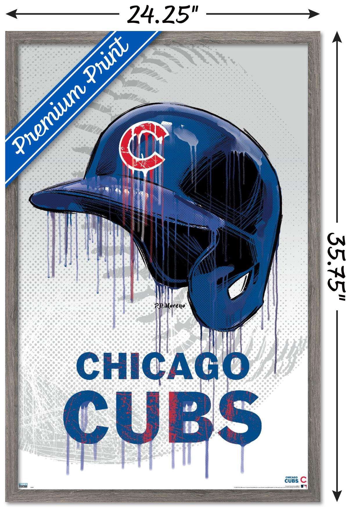MLB Chicago Cubs - Drip Helmet 20 Wall Poster, 22.375" x 34", Framed