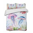 thumbnail image 2 of Jellyfish Coastal Twin Size Down Alternative Comforter, Lightweight Comforter Quilt Bedding Set with Pillow Shams Blue Nautical Summer Beach Ocean All Seasons Bed Comforter Duvet Insert 68"x86", 2 of 7