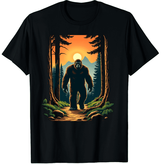 Sasquatch Bigfoot Forest Graphic Graphic Black T-Shirt for Men and Women