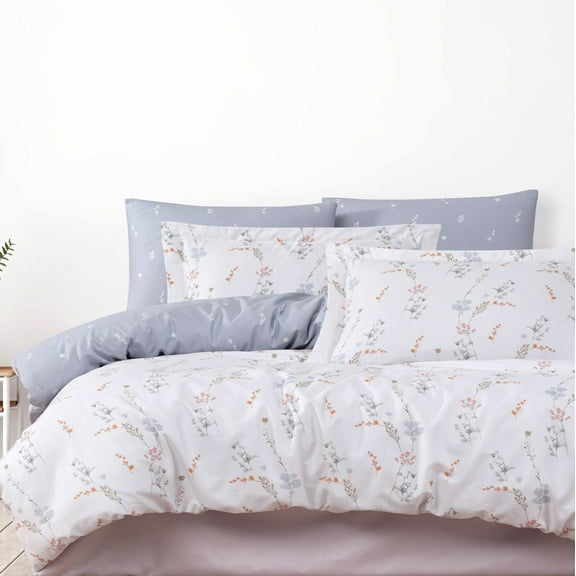 Organic Club Perimelis King Size Cotton Sateen Duvet Cover Set of 5 Comforter Cover with 2 Standard Pillowcases with Zipper Closure and 2 Oxford Pillowcases 100% Cotton Bedding Set, Machine Washable