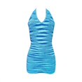 thumbnail image 2 of PENGXAING Robe Pull Tricotée Contrastée Dos Nu Décolleté Profond Y2K Bleu S, 2 of 10