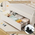 thumbnail image 4 of Hiphuta Twin Size Bed with Power Outlet & LED, Upholstered Princess Beds with Drawer, Twin Beds with Headboard Storage, Beige, 4 of 8